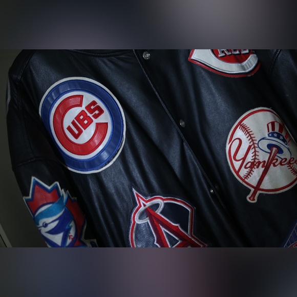 JH Design MLB Patch Real LeatherJacket - Picture 3 of 11